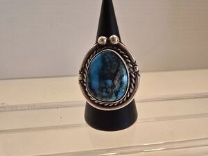 Navajo Vintage Sterling Silver Turquoise Ring Size 6.5 8.32g